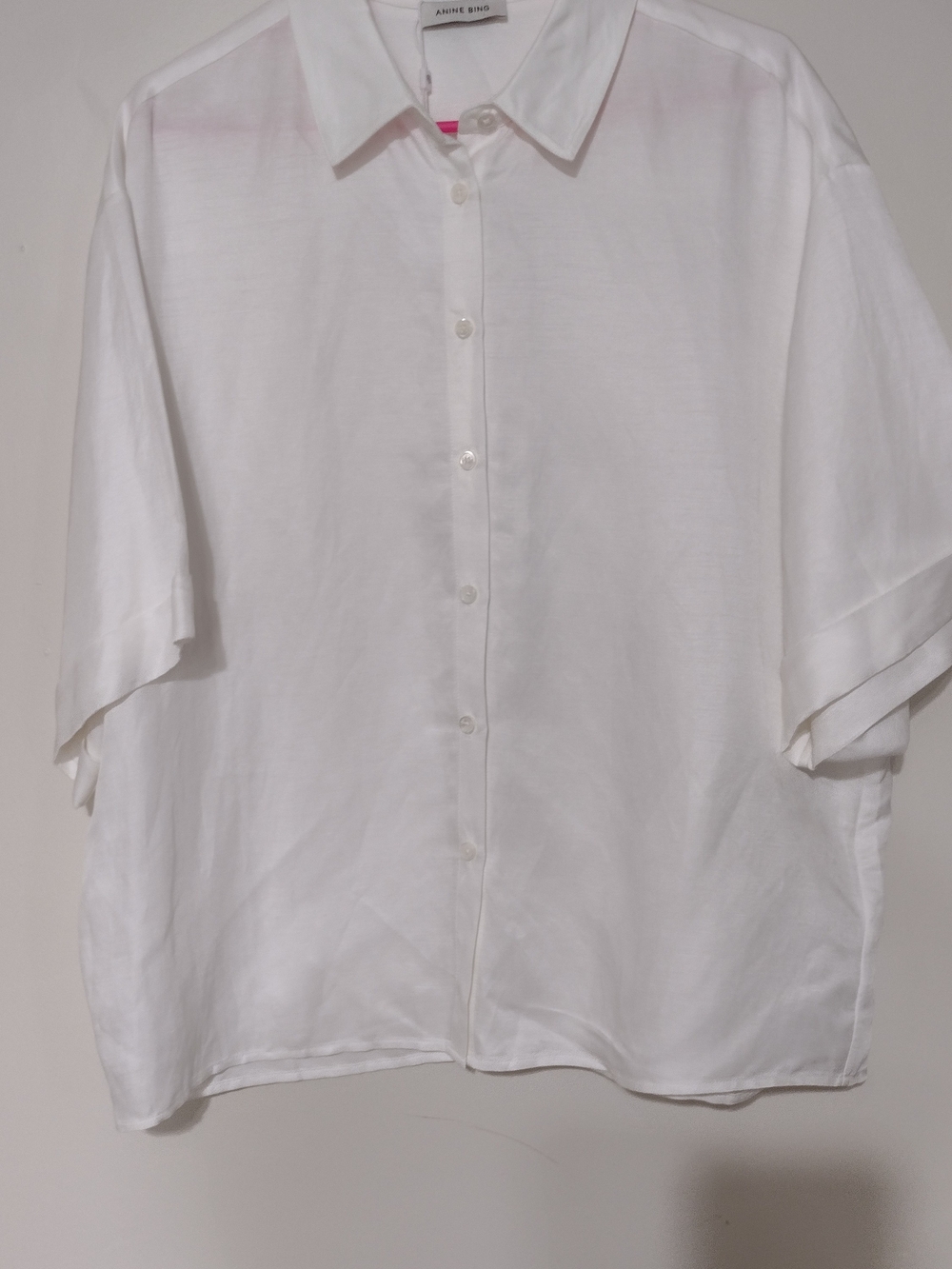 Anine Bing White Short-Sleeve Button-Down Shirt